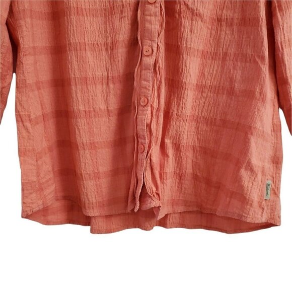 Woolrich‎ Top Womens Large Orange Button Up Cotton Stretch Blouse - Picture 4 of 11
